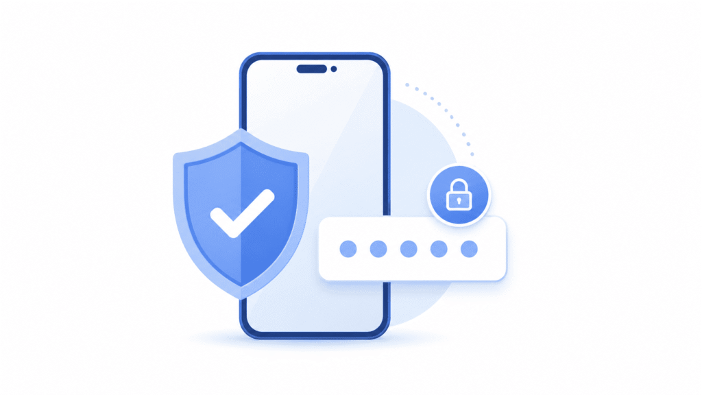 Celular com cadeado digital e autenticação em dois fatores representando proteção contra phishing.