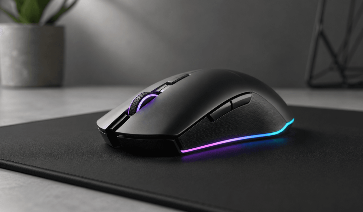 mouse gamer em cima de mousepad representando escolha de periférico para jogos